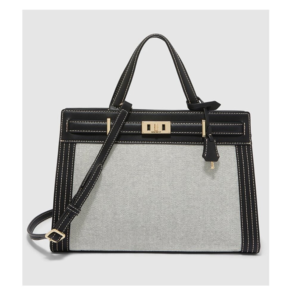 Nine West Black Multi Sadie Jet Set Satchel Bag